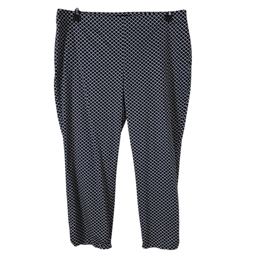 Talbots Heritage Navy Blue White Straight Ankle Trouser Slacks Career Women's 16